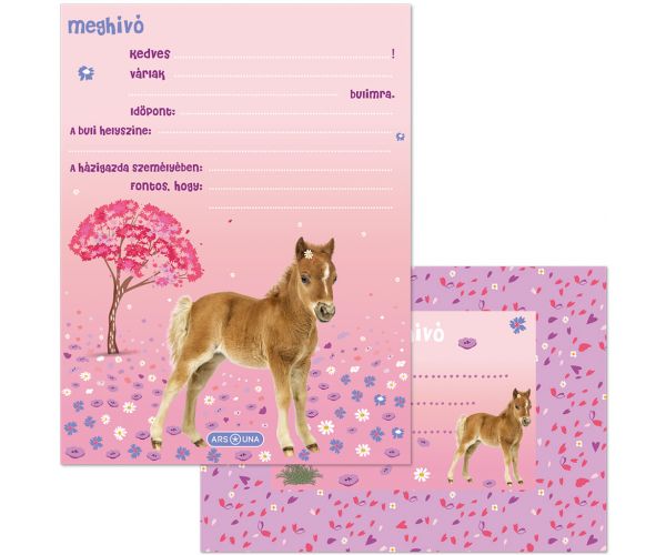 Ars Una: Cute Animals Horse lovas 10db-os meghívó szett borítékkal