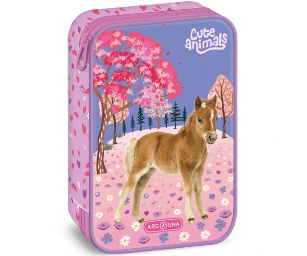 Ars Una: Cute Animals lovas többszintes tolltartó 15,5x22,5x4,5cm