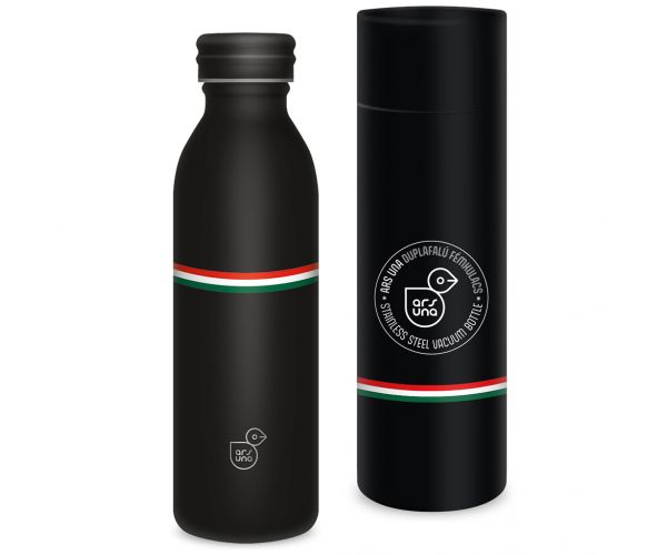 Ars Una: Flag Black Magyar zászlós duplafalú fém kulacs díszdobozban 600ml