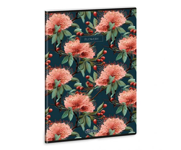 Ars Una: Flowery Green extra kapcsos kockás füzet A/4