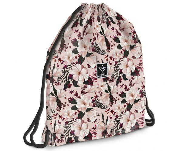 Ars Una: Flowery Pink virágos tindédzser tornazsák, sportzsák 37,5x46cm