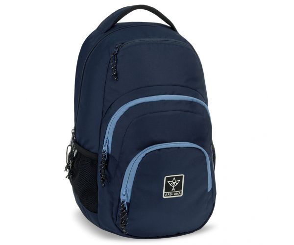 Ars Una: Navy sötétkék AU-2 iskolatáska, hátizsák 32x46x22cm