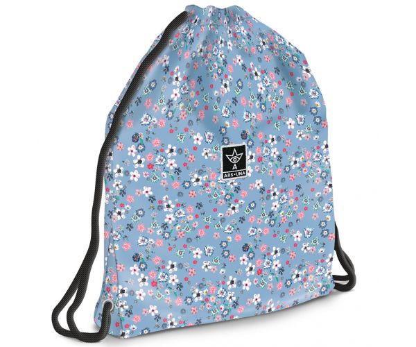 Ars Una: Pearl Blossom Blue virágos tinédzser tornazsák, sportzsák 37,5x46cm