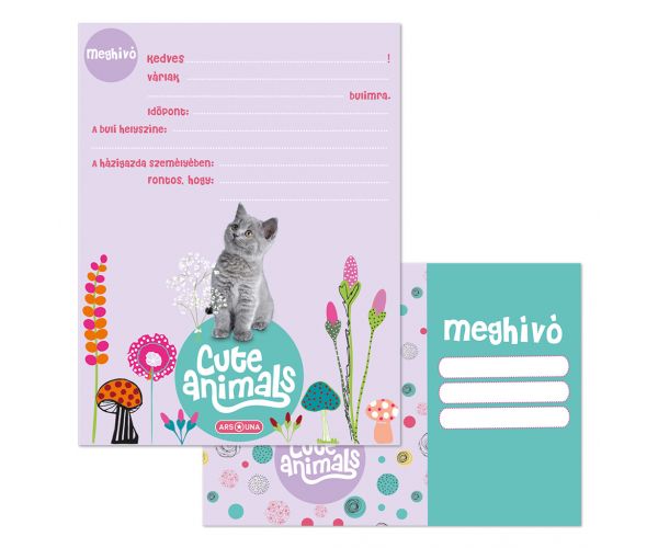 Ars Una: Cute Animals - Kitten cicás 10 db-os meghívó szett borítékkal