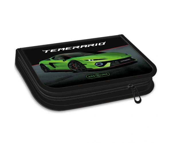 Ars Una: Zöld Lamborghini mintás kihajtható töltött tolltartó 12,8x19,3x3,6cm