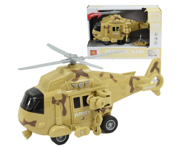 Armed Forces: Terepmintás homokszínű harci helikopter fény és hang effektekkel 1/20-as méretarány 21cm