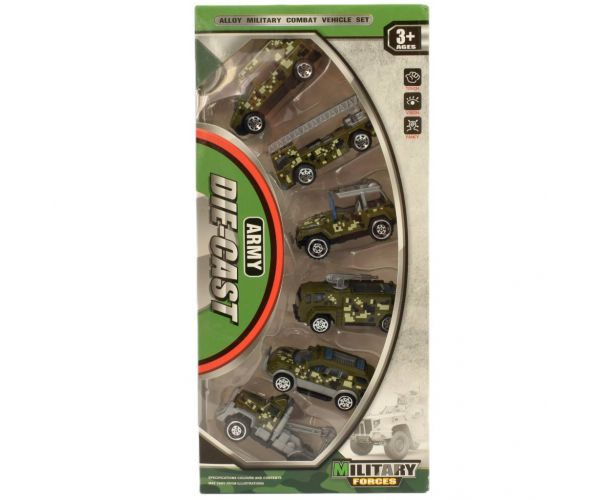 Army Die-Cast: Katonai 6 db-os kisautó szett