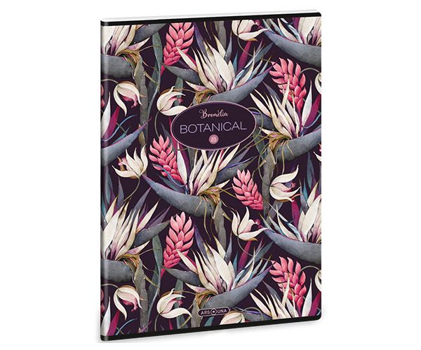 Ars Una: Botanical Bromelia extra kapcsos négyzethálós kockás füzet 40 lapos A/4
