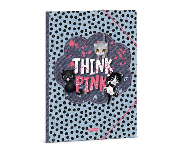 Ars Una: Think Pink cicás mintázatú gumis dosszié A/4-es