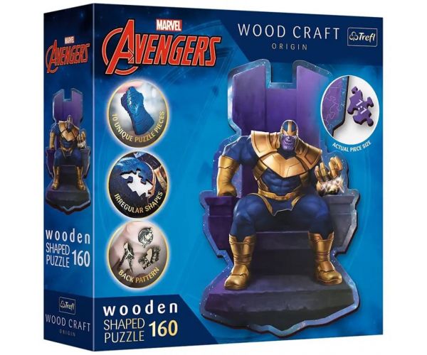 Wood Craft: Marvel Avengers - Thanos na tróne 160 kusov prémiového dreveného puzzle - Trefl