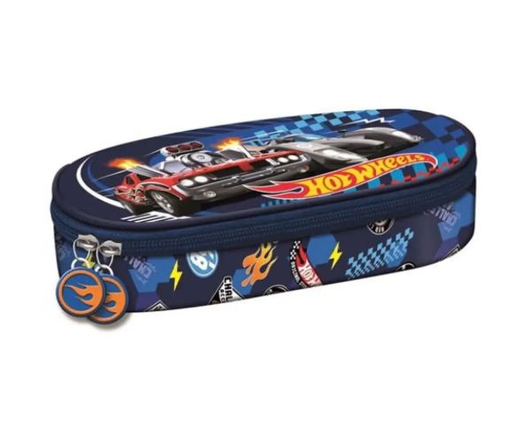 Hot Wheels oválny peračník v modrej farbe 20,5x5x9,5cm