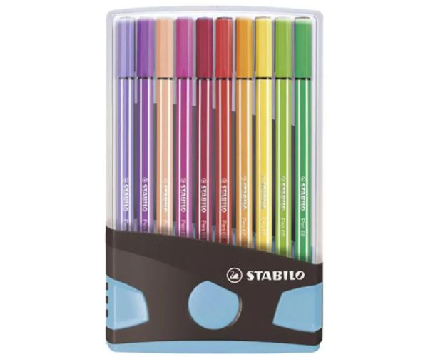 Stabilo: Pen 68 ColorParade 20 dielny set v otvárateľnom svetlo-modrom zásobníku
