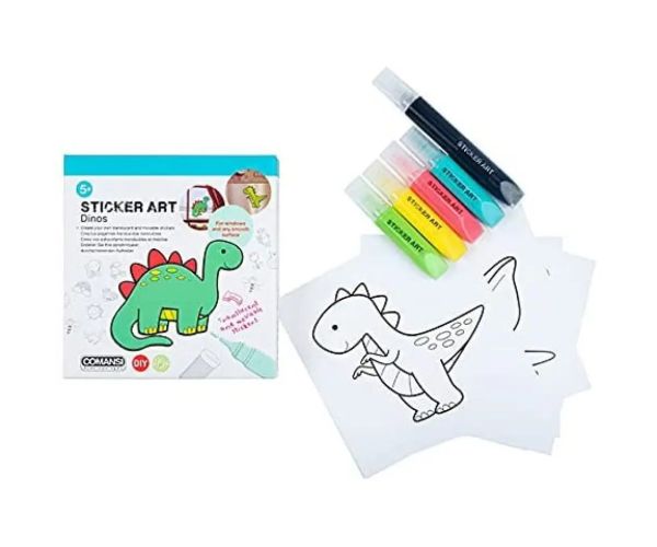 Sticker Art: Dinosaurusy set nálepiek na vymaľovanie - Comansi