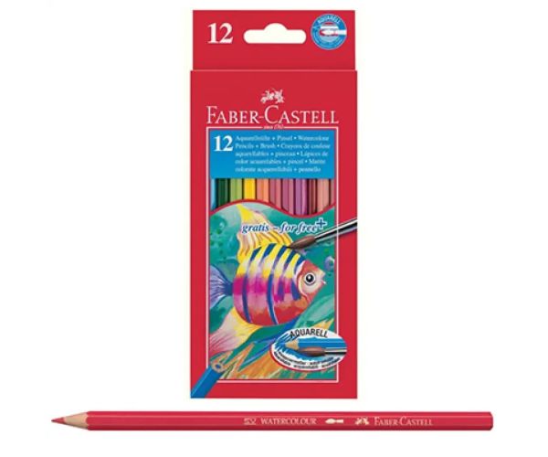 Faber-Castell: Akvarelové farebné ceruzky 12 ks + 1 štetec