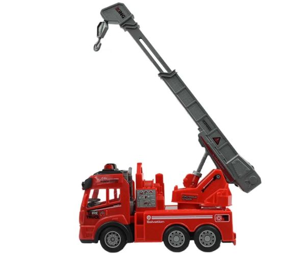Hasičské vozidlo so žeriavom a svetelnými efektmi na diaľkové ovládanie 1/43  27MHz 20cm