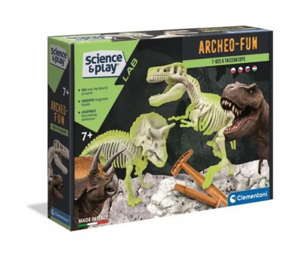 Science&Play: Archeofun svietiaci T-rex a Triceratops archeologický set - Clementoni
