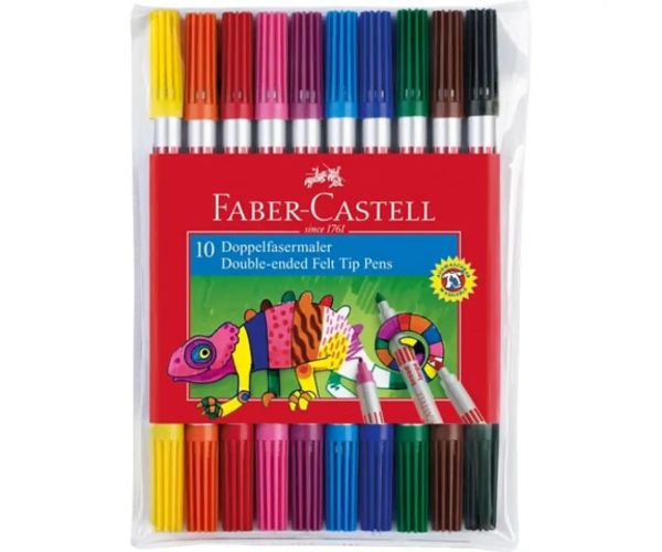 Farebné zmývacie fixky s oba koncami 10 kusový set - Faber-Castell