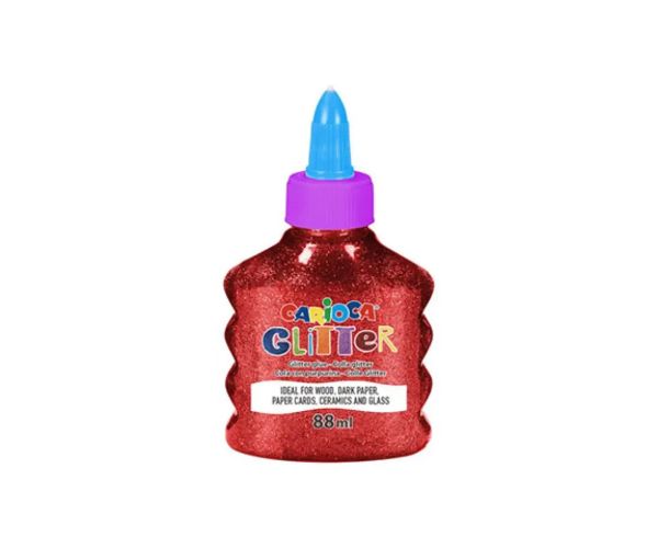 Trblietavé tekuté lepidlo v červenej farbe 88ml - Carioca