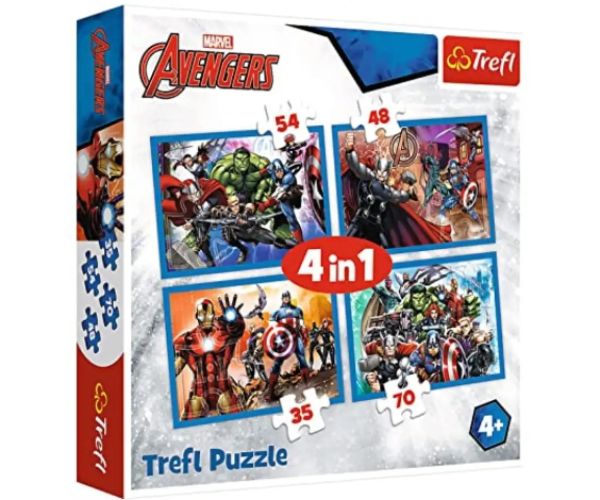 Statočný Pomstitelia 4v1 35-48-54-70-dielne puzzle - Trefl