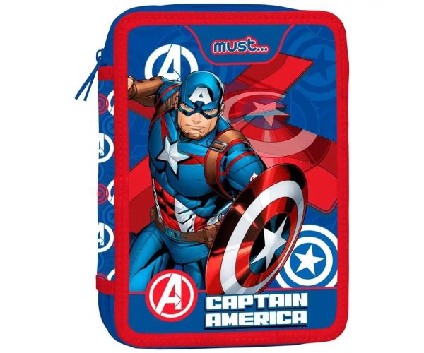 Must: Avengers - Captain America dvojposchodový plnený peračník 15x21x5cm