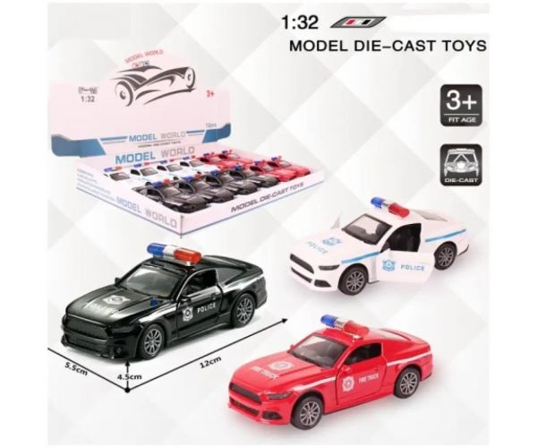 Ford Mustang naťahovacie policajné kovové auto vo viacerých variantoch 1/32