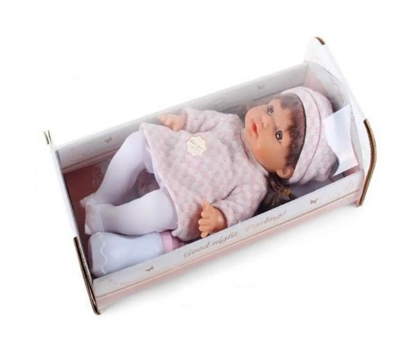 Cikcaková bábika s hlasom a postieľkou 30cm
