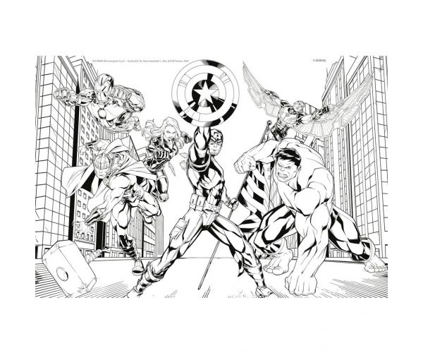Avengers: Hrdinovia 2 v 1, 60-dielne puzzle a omaľovánka 50x35 cm – Lisciani