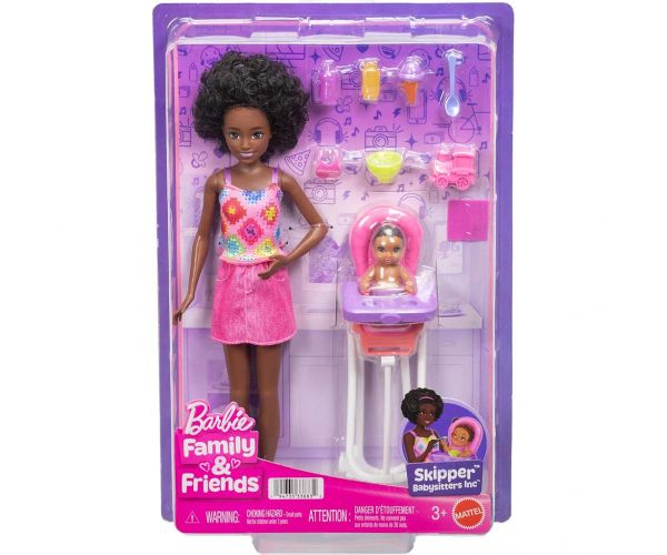 Barbie baba rózsaszín ruhában bébiszitter játékszett - Mattel