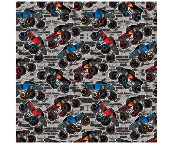 Monster Truck mintás csomagolópapír 100x70cm-es
