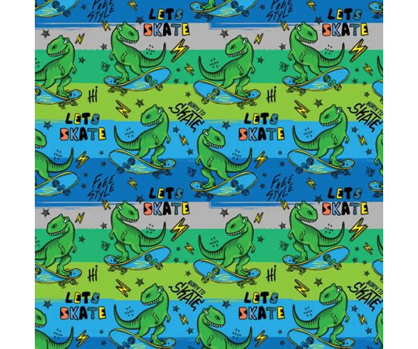 Gördeszkázó T-Rex mintás csomagolópapír 100x70cm