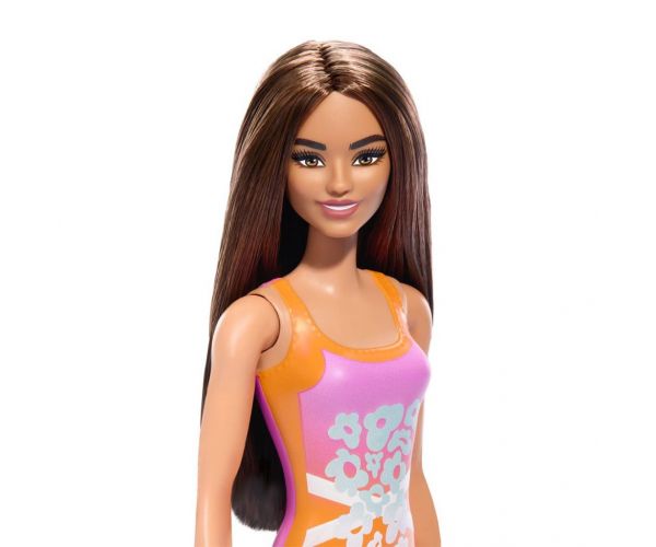 Barbie Beach baba színes, virágos mintás fürdőruhában - Mattel