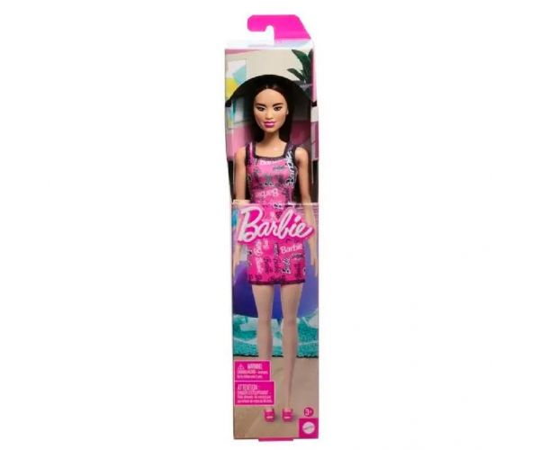 Barbie Chic barna hajú divatbaba rózsaszín Barbie ruhában - Mattel