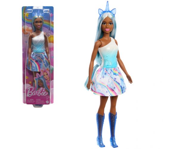 Barbie Dreamtopia: Unikornis baba kék szivárványos ruhában - Mattel