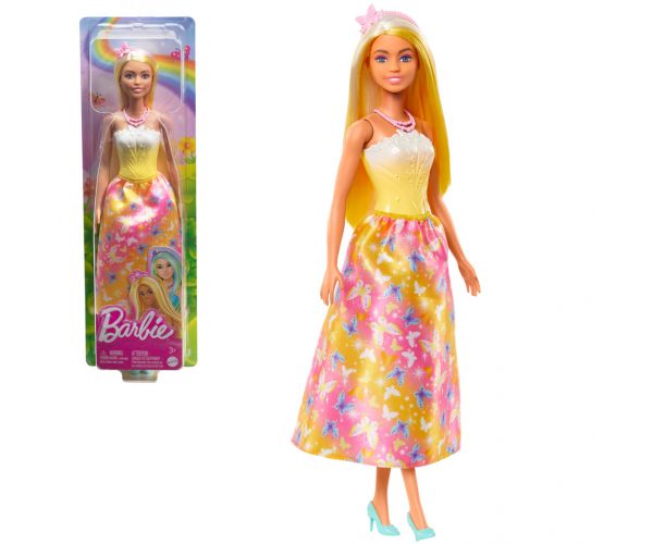 Barbie Dreamtopia: Hercegnő baba sárga-rózsaszín pillangós ruhában - Mattel