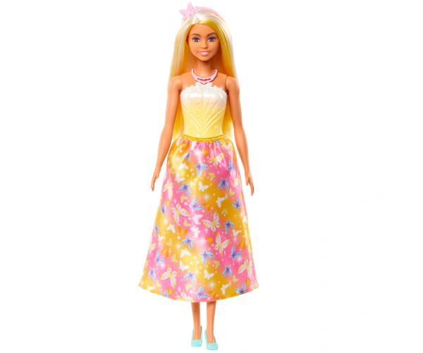Barbie Dreamtopia: Hercegnő baba sárga-rózsaszín pillangós ruhában - Mattel