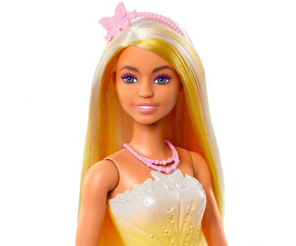 Barbie Dreamtopia: Hercegnő baba sárga-rózsaszín pillangós ruhában - Mattel