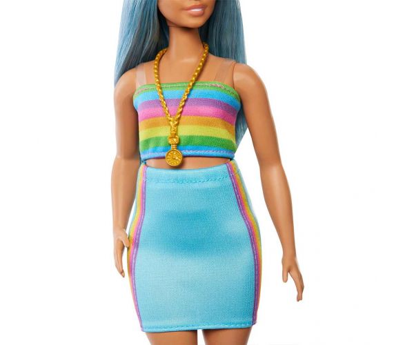 Barbie: Fashionista stílus baba színes csíkos ruhában - Mattel