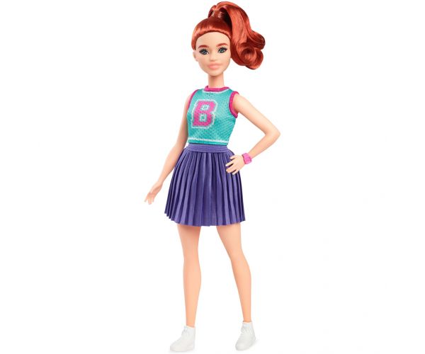 Barbie Fashionista stílusos baba vörös hajjal lila szoknyában - Mattel
