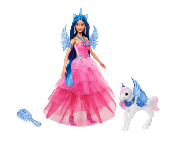 Barbie: Zafír pegazus hercegnő baba kiegészítőkkel - Mattel