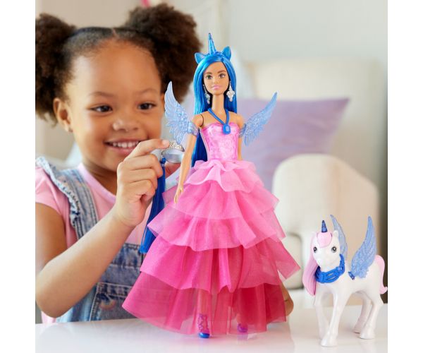 Barbie: Zafír pegazus hercegnő baba kiegészítőkkel - Mattel