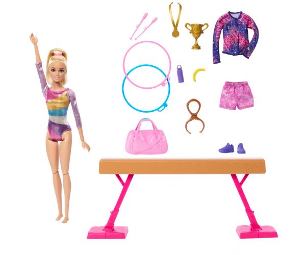 Barbie: Tornász baba játékszett kiegészítőkkel - Mattel