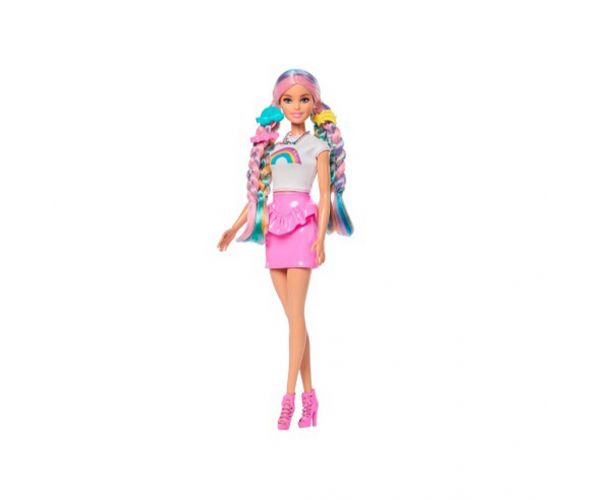 Barbie: Tündöklő Szivárványhaj baba kiegészítőkkel - Mattel