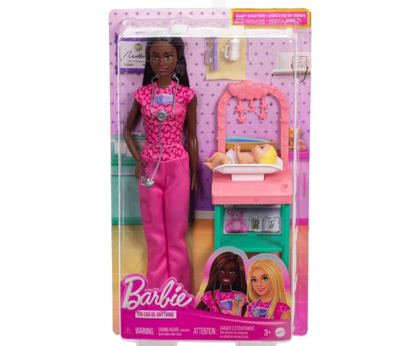 Barbie barna hajú gyerekorvos karrierbaba játékszett - Mattel