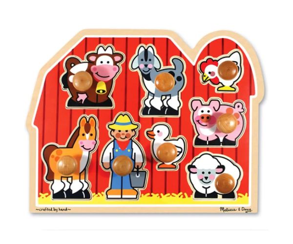 Farmová drevená forma puzzle s rúčkou - Melissa & Doug