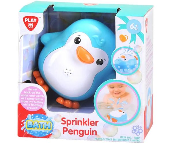 Playgo: Modrý tučniak striekajúci vodu hračka do kúpeľa