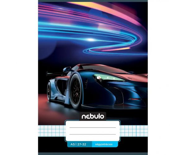 Nebulo: Neon auto vzor kockovaný zošit A/5 27-32
