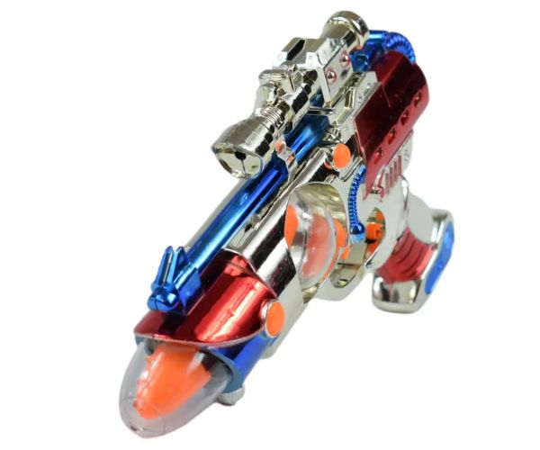 Space Warior: Elektrická chrómová vesmírna pištoľ so svetlom a zvukom 27cm
