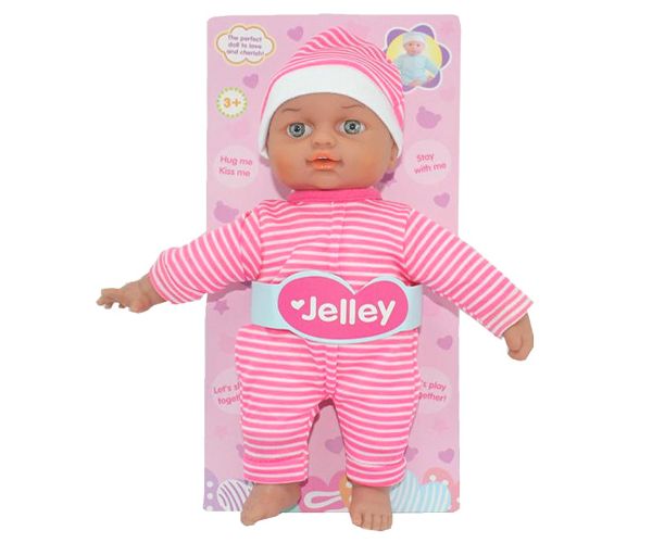 Jelley baba csíkos ruhában 25cm
