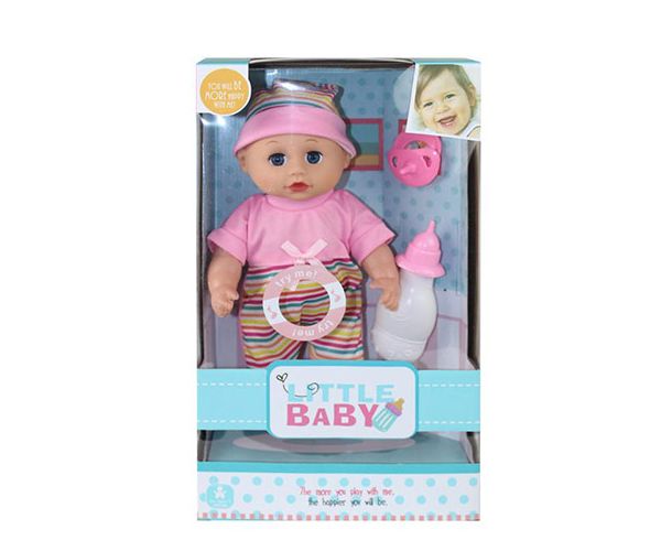 Baba rózsaszín pólóban kiegészítőkkel 30cm-s