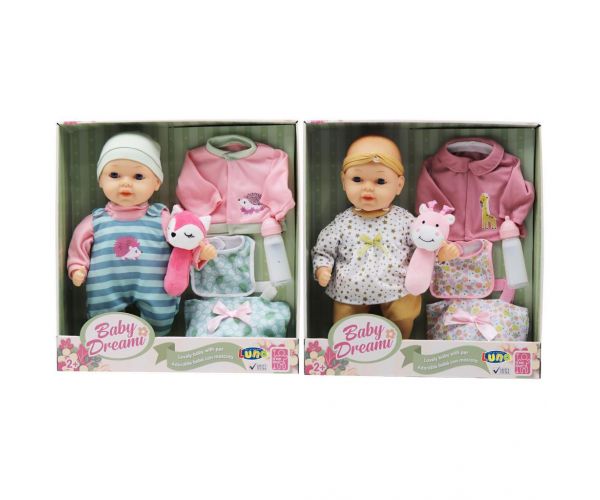Baby Dream: Csecsemőbaba plüss játékkal kétféle változatban